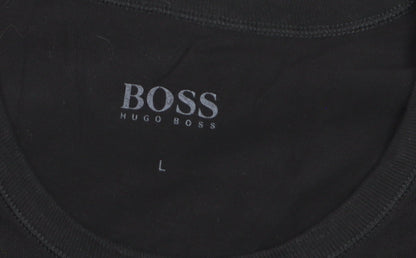 Hugo Boss Men's Black Cotton Crew Neck Short Sleeve T-Shirt L
