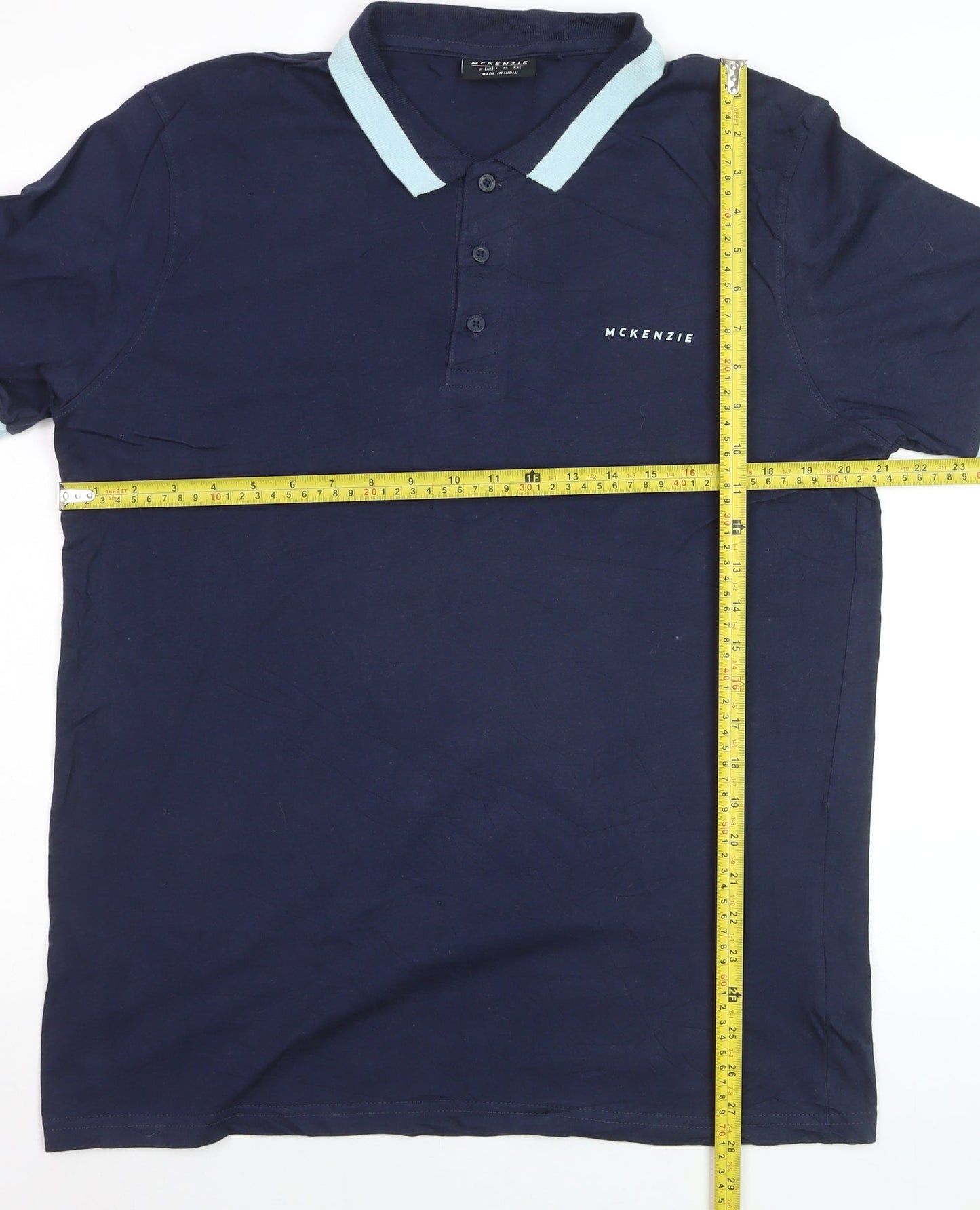 McKenzie Men's Blue Polo Shirt M Regular Fit Short Sleeve