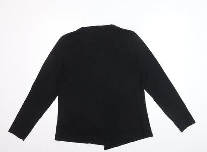 Asoy Women Black Size 14 Cardigan with Striped Mock Insert