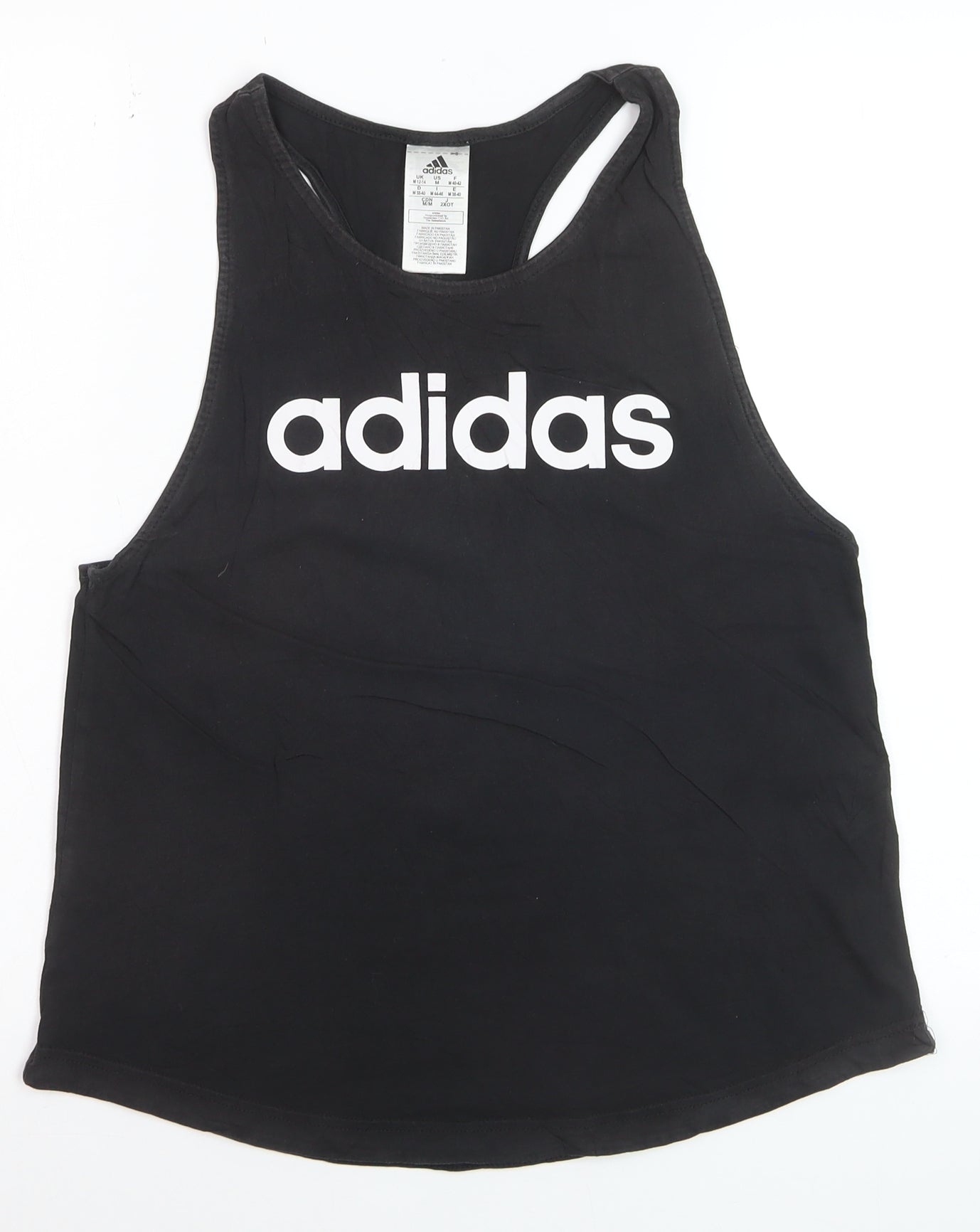 Adidas Womens Black Racerback Tank Top Size 12-14 Gym Training