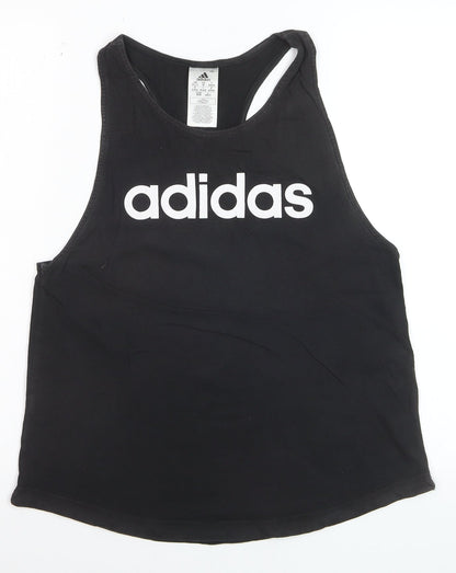 Adidas Womens Black Racerback Tank Top Size 12-14 Gym Training