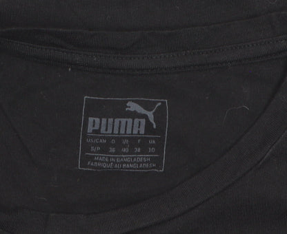 Puma Womens Black Crew Neck Short Sleeve Basic T-Shirt Size 10