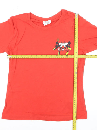 Disney Women Red Minnie Mouse T-Shirt Size S Crew Neck Short Sleeve
