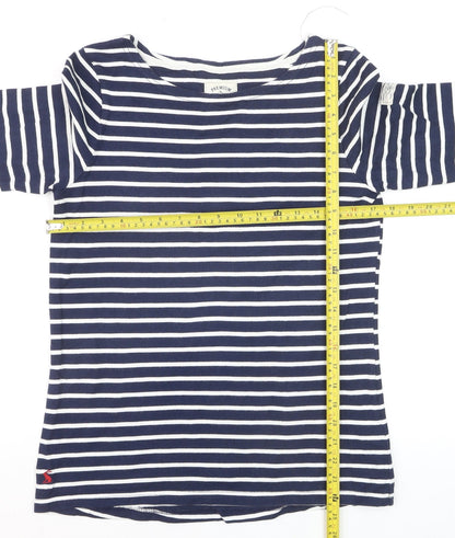 Joules Women Blue Striped Long Sleeve Boat Neck Cotton T-Shirt Size 10