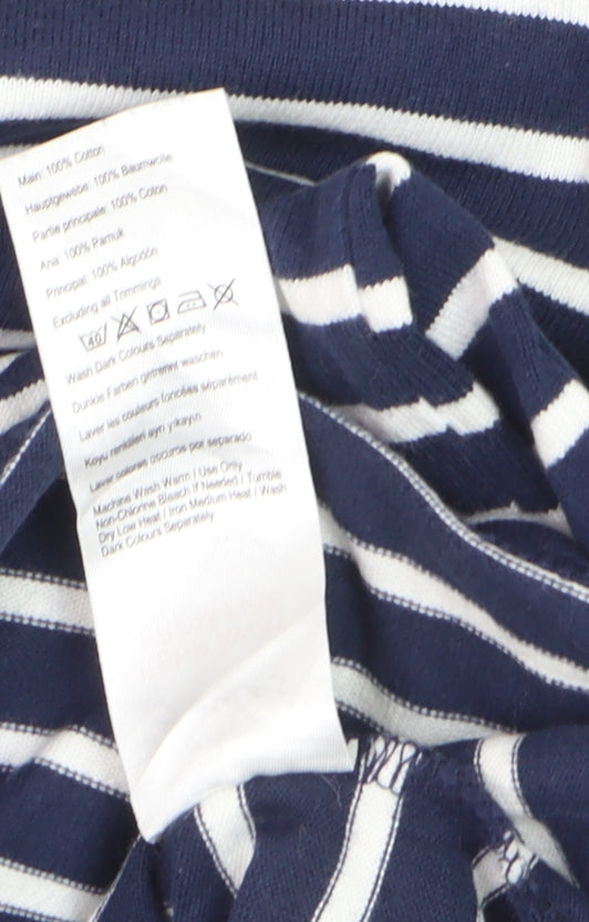 Joules Women Blue Striped Long Sleeve Boat Neck Cotton T-Shirt Size 10