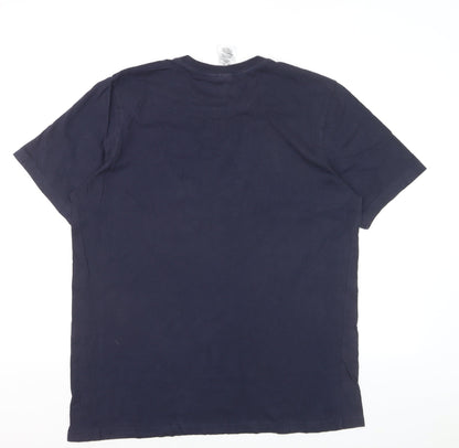 Adidas Men's Navy Blue Large Crew Neck Short Sleeve Graphic T-Shirt