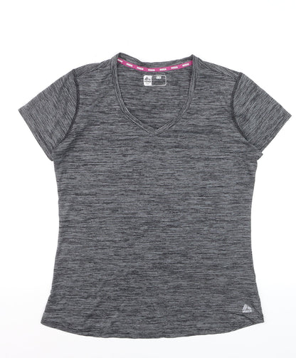 RBX Women Grey V-Neck Short Sleeve Athletic T-Shirt Size L