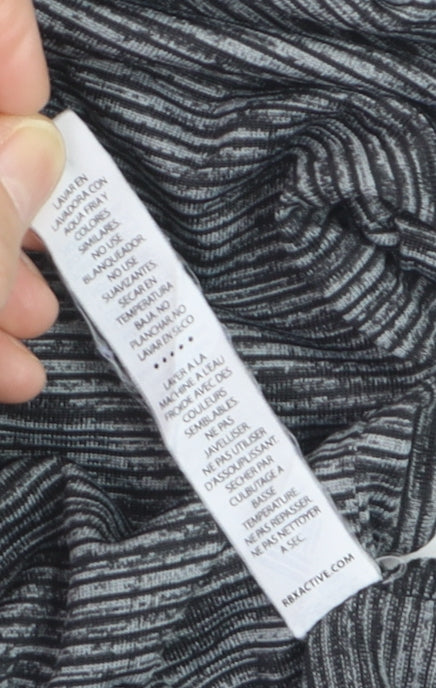RBX Women Grey V-Neck Short Sleeve Athletic T-Shirt Size L