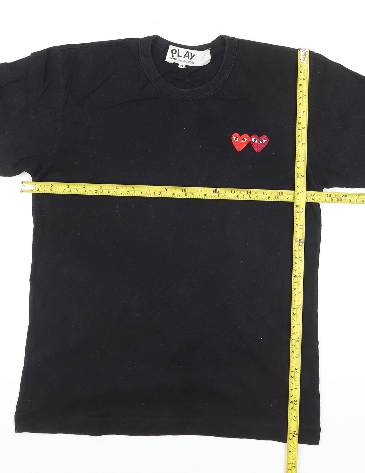 Comme des Garçons Play Women's Black Embroidered Heart T-Shirt Size S