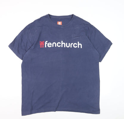 Fenchurch Men's Blue 2XL Cotton Logo Crew Neck Short Sleeve T-Shirt