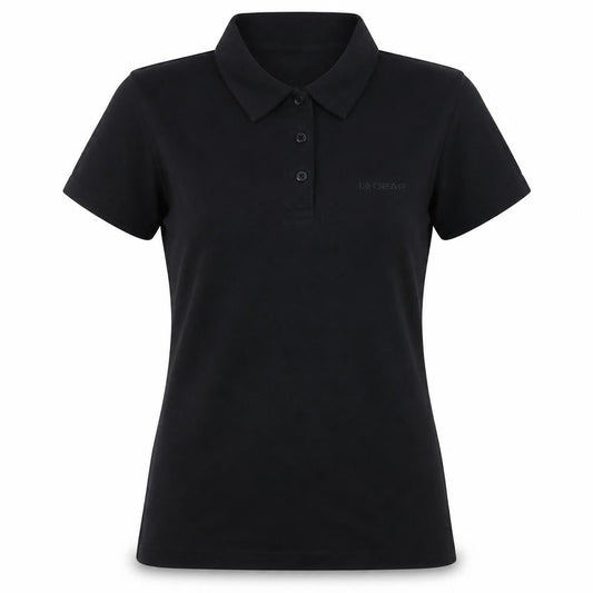 LA Gear Womens Black Polo Shirt Size 12 Short Sleeve Stretch Top