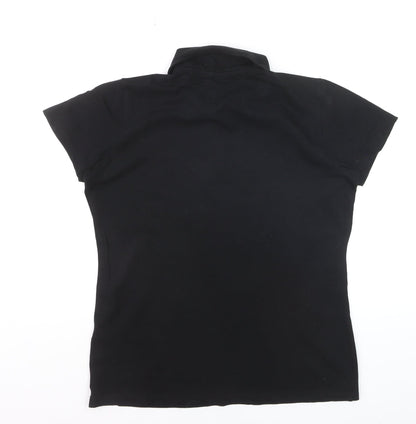 LA Gear Womens Black Polo Shirt Size 12 Short Sleeve Stretch Top