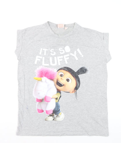 Despicable Me Grey Women's T-Shirt Size 14 Crew Neck Cotton Blend