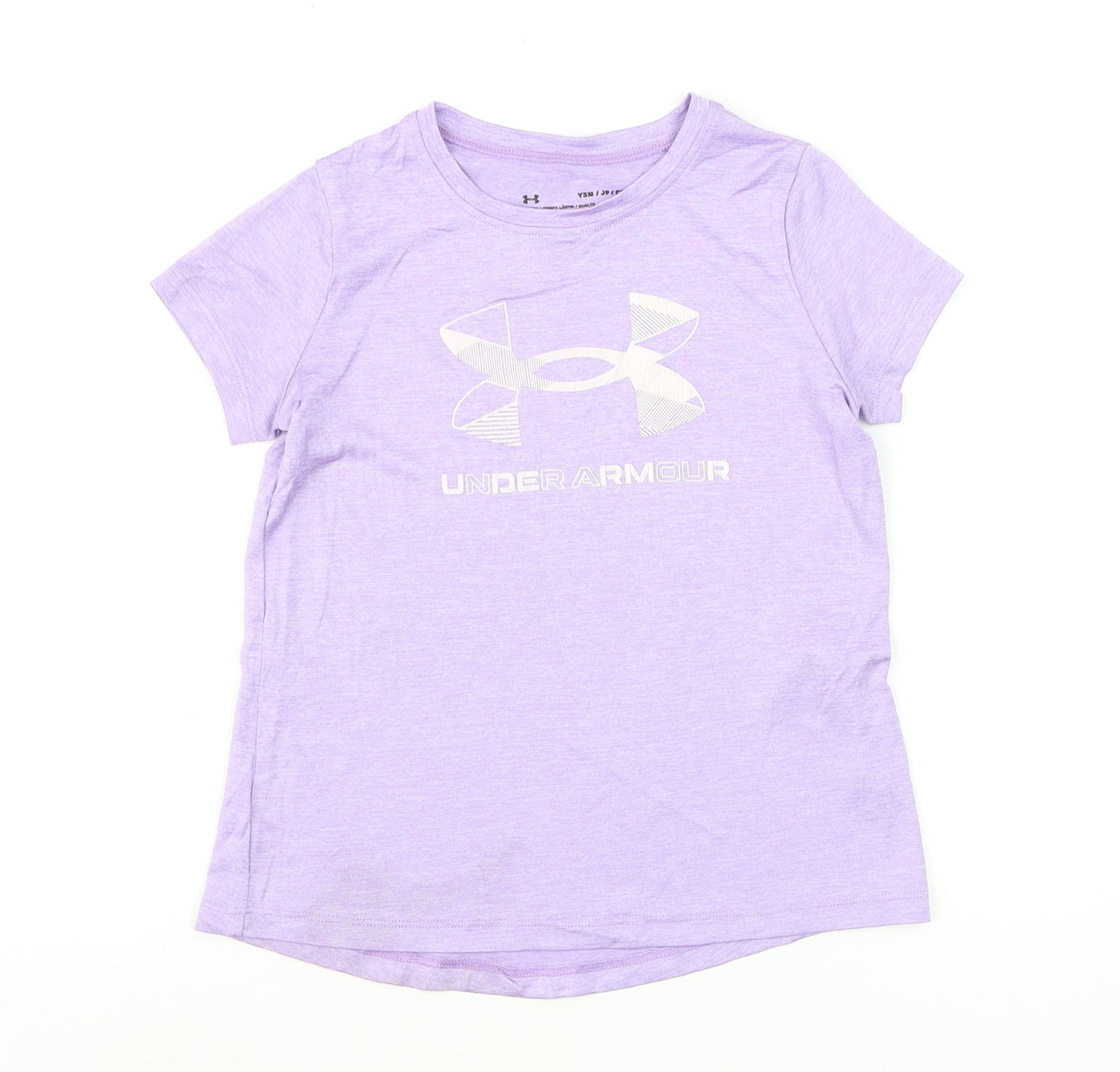 Under Armour Girls Purple Short Sleeve HeatGear Logo T-Shirt YSM