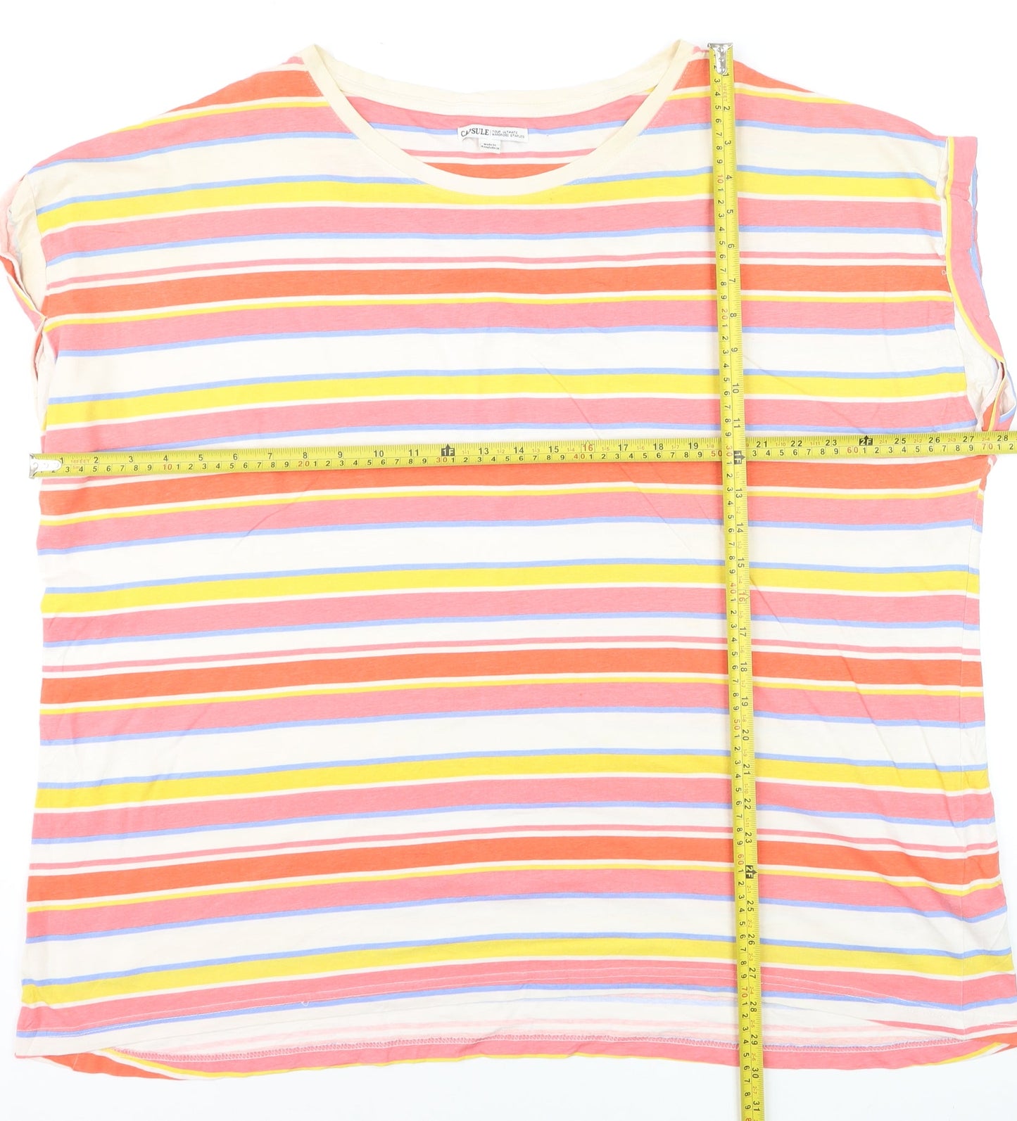 Capsule Women's Multicoloured Striped Cotton T-Shirt Size 28