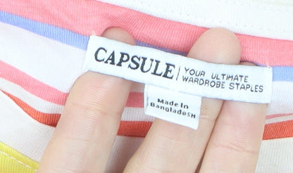 Capsule Women's Multicoloured Striped Cotton T-Shirt Size 28