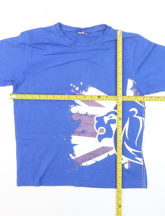 Lonsdale Boys Blue 9-10 Years Lion Graphic Cotton Short Sleeve T-Shirt