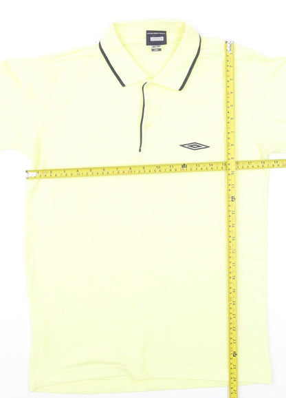 Umbro Men's Yellow Short Sleeve Polo Shirt Size S Sports Casual