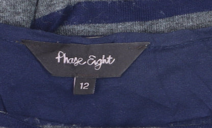 Phase Eight Women's Blue Striped Relaxed Tunic Blouse Size 12