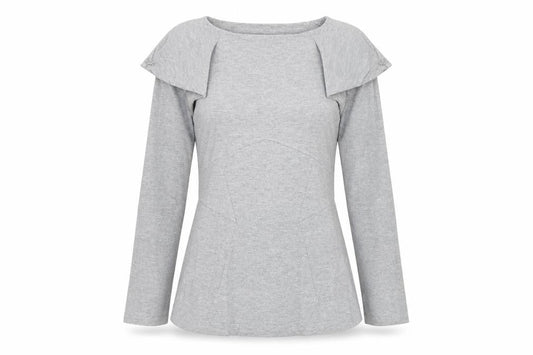 Karen Millen Womens Grey Long Sleeve Boat Neck Slim Fit Blouse Size 8