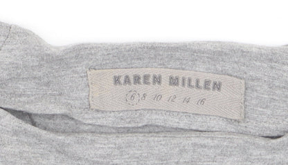 Karen Millen Womens Grey Long Sleeve Boat Neck Slim Fit Blouse Size 8