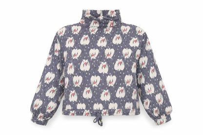 White Stuff Women's Blue Floral Cotton Roll Neck Blouse UK 8