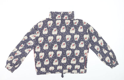 White Stuff Women's Blue Floral Cotton Roll Neck Blouse UK 8