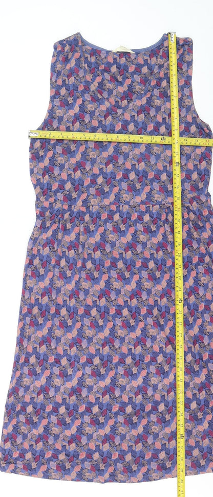 White Stuff Women’s Multicoloured Leaf Print Cotton Shift Dress Size 10