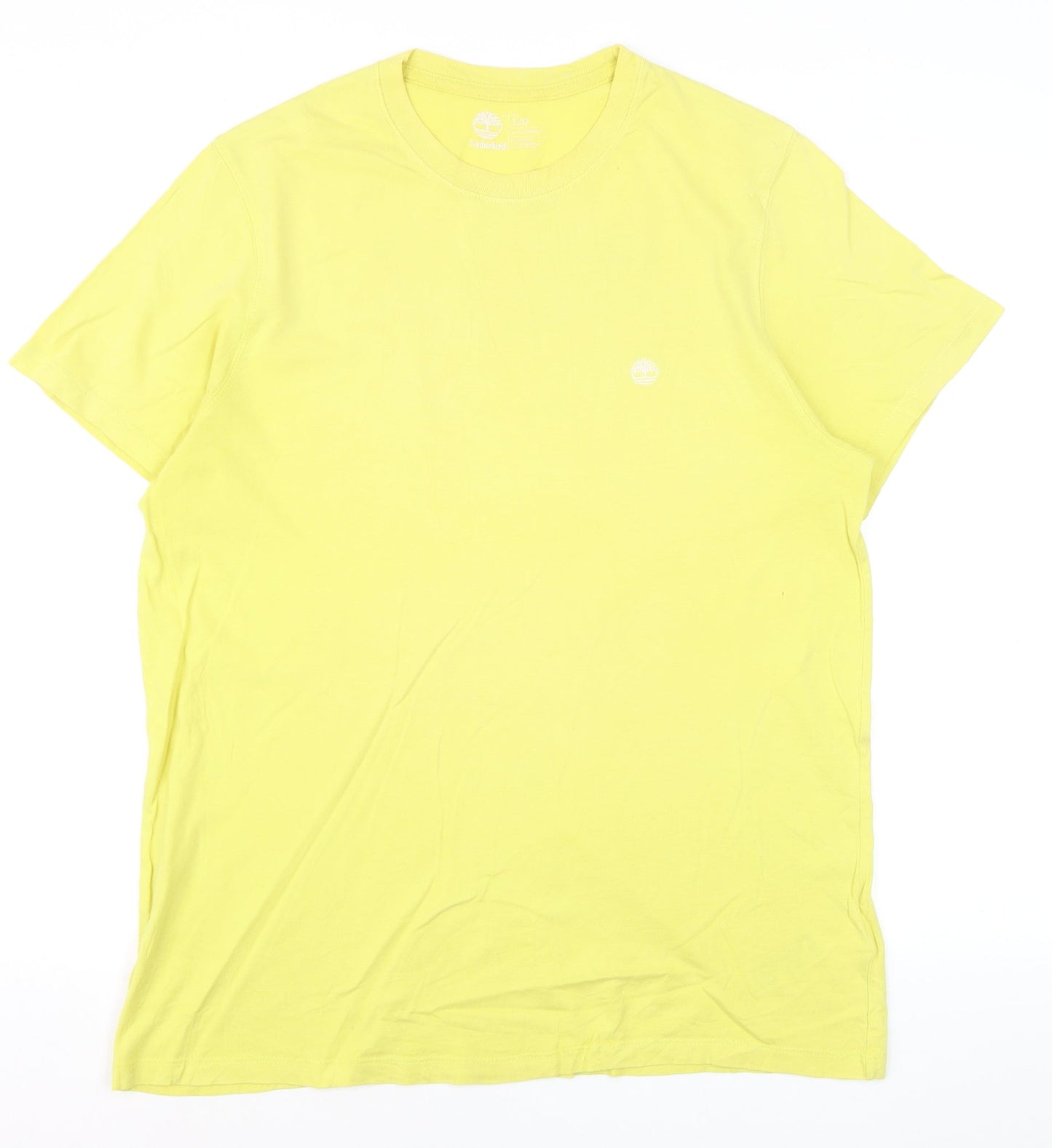 Timberland Men's Yellow Cotton Crew Neck Regular Fit T-Shirt Size L