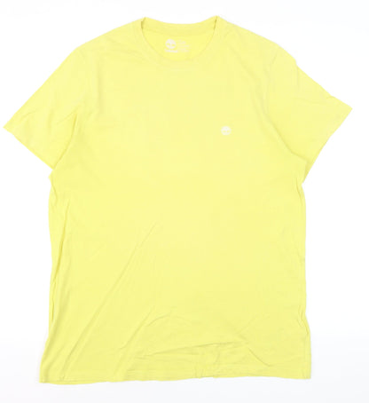 Timberland Men's Yellow Cotton Crew Neck Regular Fit T-Shirt Size L
