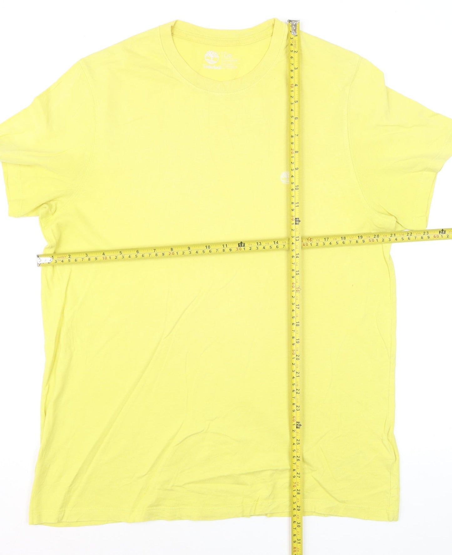 Timberland Men's Yellow Cotton Crew Neck Regular Fit T-Shirt Size L