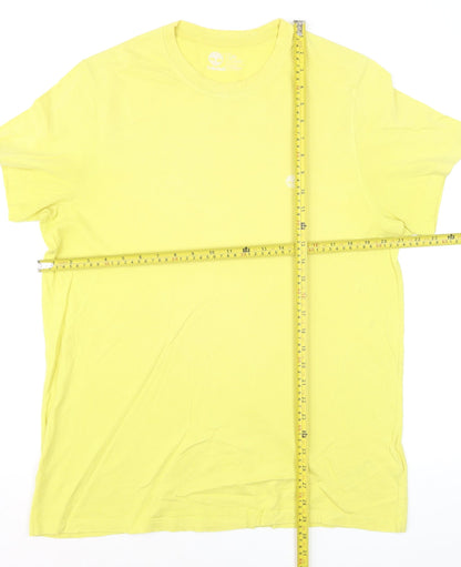 Timberland Men's Yellow Cotton Crew Neck Regular Fit T-Shirt Size L