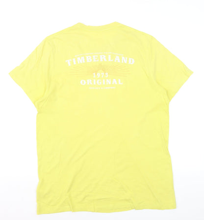 Timberland Men's Yellow Cotton Crew Neck Regular Fit T-Shirt Size L
