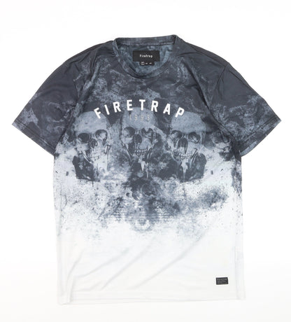Firetrap Men's Black Skull Graphic Short Sleeve T-Shirt Size L