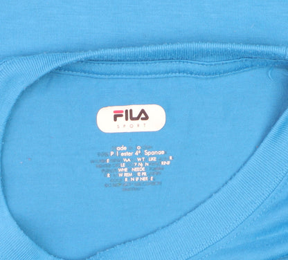 Fila Men's Blue Crew Neck Short Sleeve Polyester Blend T-Shirt Size L