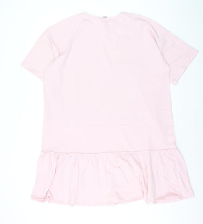 Disney at George Women’s Pink Ruffle Tunic T-Shirt L Mickey & Minnie Cotton