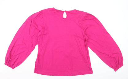 Marks and Spencer Womens Pink Long Sleeve Cotton Tunic Blouse Size S