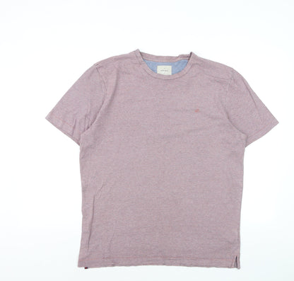 White Stuff Men's Pink Striped Cotton Polo Shirt Size M