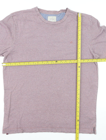 White Stuff Men's Pink Striped Cotton Polo Shirt Size M