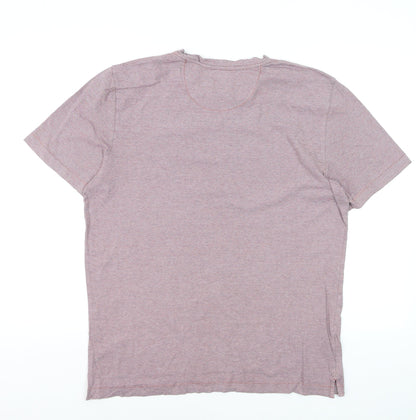 White Stuff Men's Pink Striped Cotton Polo Shirt Size M