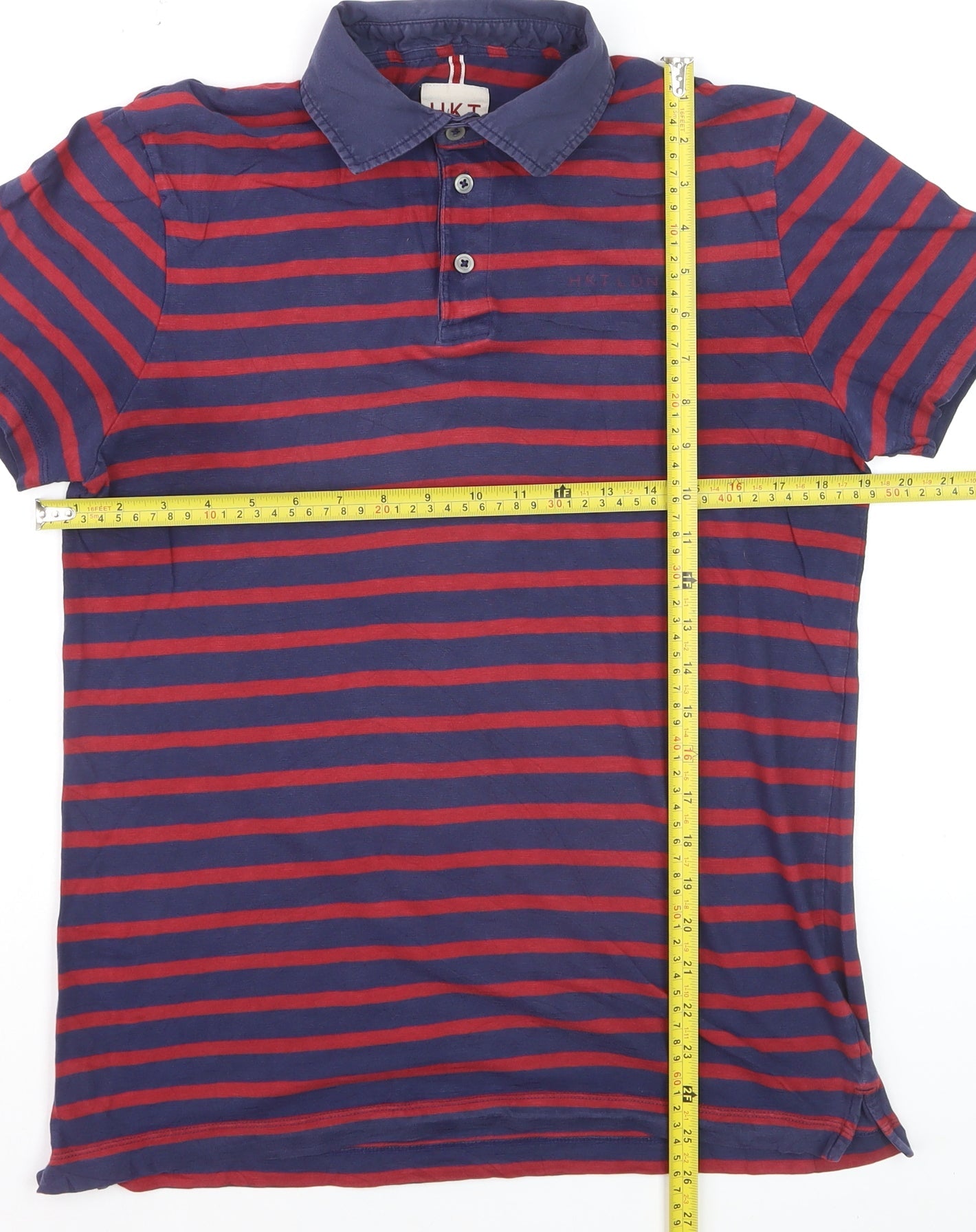 Hackett London Men’s Blue Red Striped Cotton Polo Shirt Size S