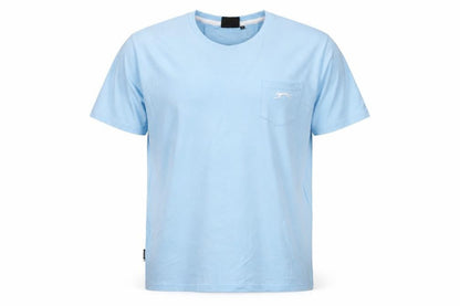 Slazenger Men Blue Cotton Polo L Short Sleeve Crew Neck