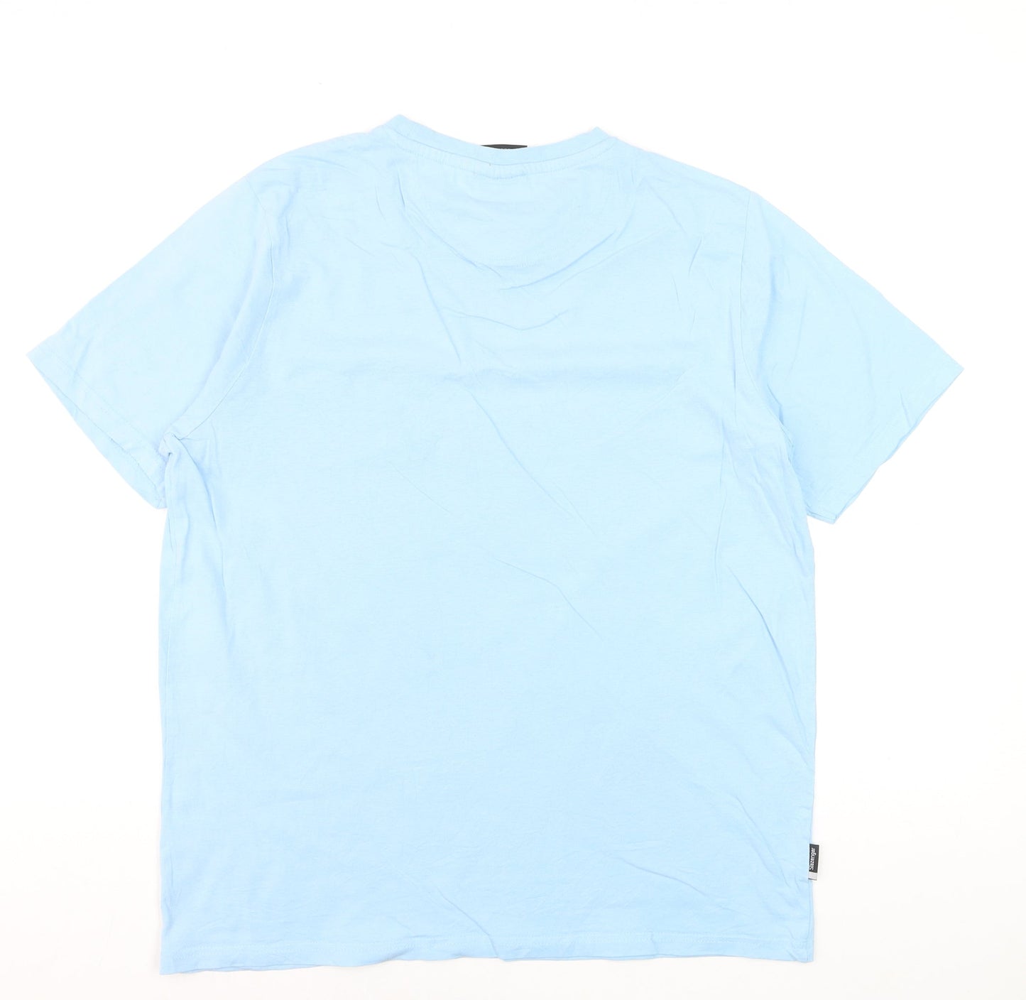 Slazenger Men Blue Cotton Polo L Short Sleeve Crew Neck