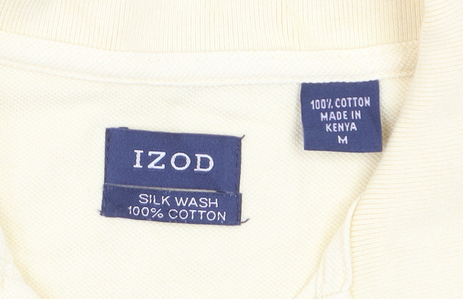 IZOD Men's Beige Cotton Polo Shirt Size M Classic Fit
