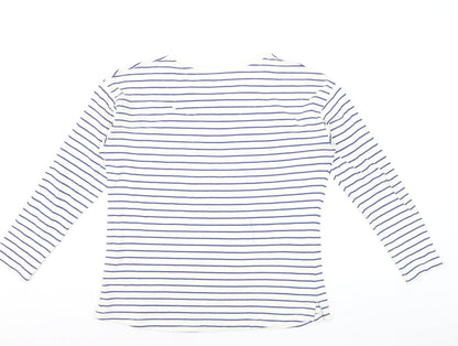 Principles Women’s White Striped Long Sleeve Cotton T-Shirt Size 12