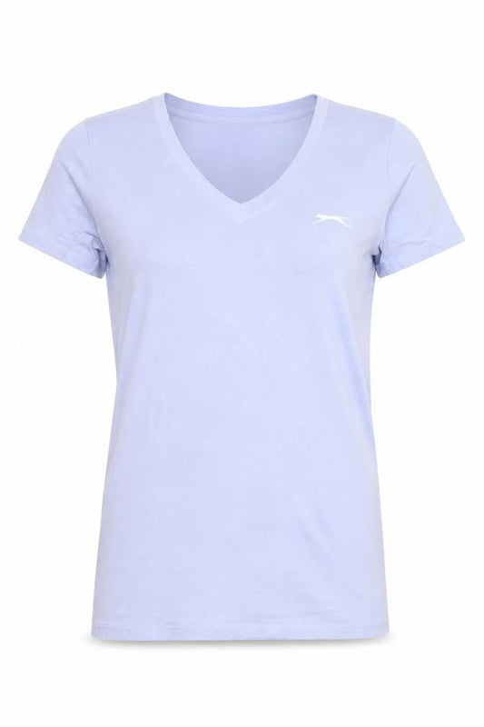 Slazenger Women's Blue V-Neck Cotton Short Sleeve T-Shirt UK 10