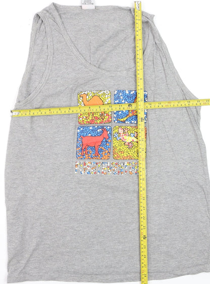 American Zone Men’s Grey Cotton Tank Top XXL Fuerteventura Graphic