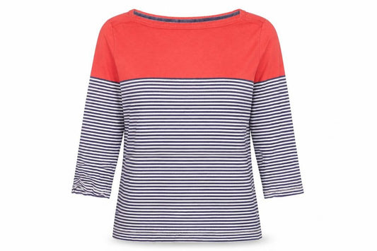 Joules Womens Multicoloured Striped 3/4 Sleeve Cotton T-Shirt Size 12