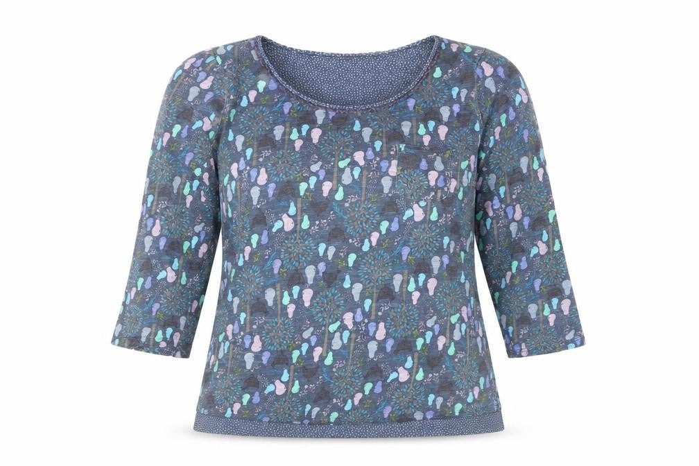 Mantaray Women Blue Size 14 3/4 Sleeve Cotton T-Shirt