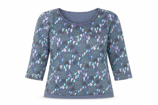 Mantaray Women Blue Size 14 3/4 Sleeve Cotton T-Shirt